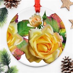 Flowers Roses Autumn Leaves Ornament (round) by Pakrebo