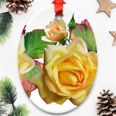 Flowers Roses Autumn Leaves Ornament (oval) by Pakrebo