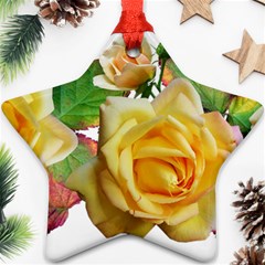 Flowers Roses Autumn Leaves Ornament (star) by Pakrebo