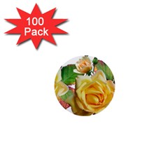 Flowers Roses Autumn Leaves 1  Mini Buttons (100 Pack)  by Pakrebo