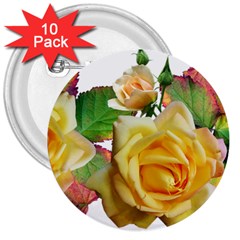 Flowers Roses Autumn Leaves 3  Buttons (10 Pack)  by Pakrebo