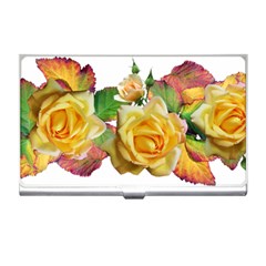 Flowers Roses Autumn Leaves Business Card Holder by Pakrebo