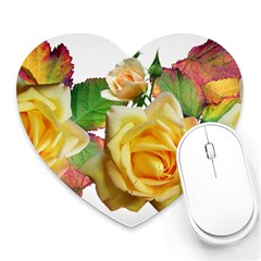 Flowers Roses Autumn Leaves Heart Mousepads by Pakrebo