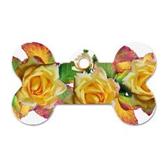 Flowers Roses Autumn Leaves Dog Tag Bone (one Side) by Pakrebo