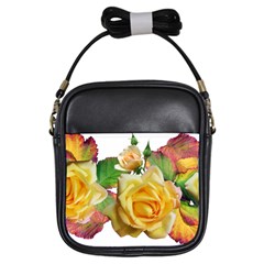 Flowers Roses Autumn Leaves Girls Sling Bag by Pakrebo