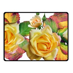 Flowers Roses Autumn Leaves Fleece Blanket (small) by Pakrebo