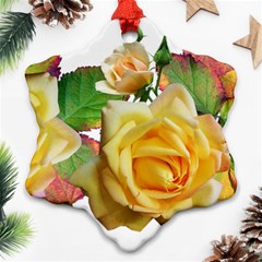 Flowers Roses Autumn Leaves Ornament (snowflake) by Pakrebo