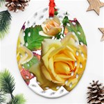 Flowers Roses Autumn Leaves Oval Filigree Ornament (Two Sides) Front