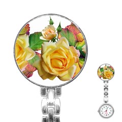 Flowers Roses Autumn Leaves Stainless Steel Nurses Watch by Pakrebo