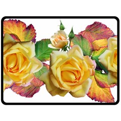 Flowers Roses Autumn Leaves Double Sided Fleece Blanket (large)  by Pakrebo