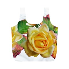 Flowers Roses Autumn Leaves Full Print Recycle Bag (m) by Pakrebo