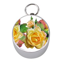 Flowers Roses Autumn Leaves Mini Silver Compasses by Pakrebo