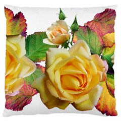 Flowers Roses Autumn Leaves Large Flano Cushion Case (one Side) by Pakrebo