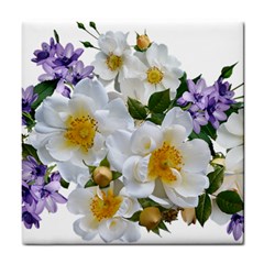 Flowers Roses White Mauve Babianas Tile Coaster