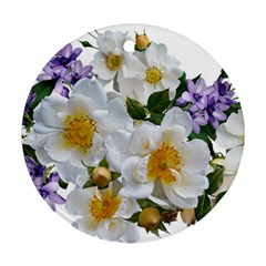 Flowers Roses White Mauve Babianas Ornament (Round)