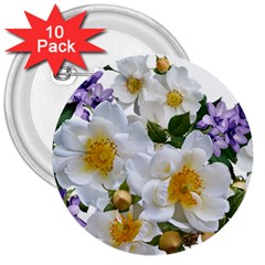 Flowers Roses White Mauve Babianas 3  Buttons (10 pack) 