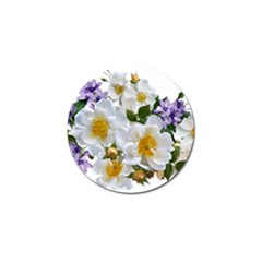 Flowers Roses White Mauve Babianas Golf Ball Marker