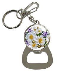 Flowers Roses White Mauve Babianas Bottle Opener Key Chain