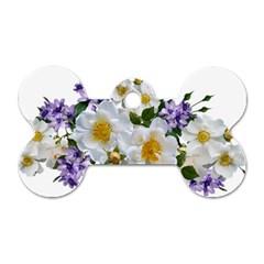 Flowers Roses White Mauve Babianas Dog Tag Bone (One Side)