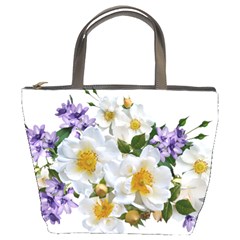 Flowers Roses White Mauve Babianas Bucket Bag