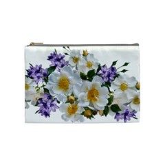 Flowers Roses White Mauve Babianas Cosmetic Bag (Medium)