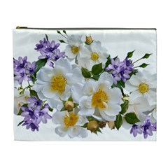 Flowers Roses White Mauve Babianas Cosmetic Bag (XL)