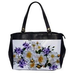 Flowers Roses White Mauve Babianas Oversize Office Handbag