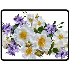 Flowers Roses White Mauve Babianas Fleece Blanket (Large) 