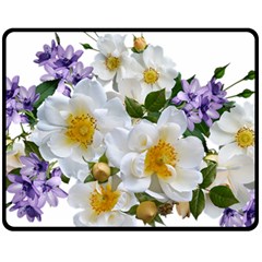 Flowers Roses White Mauve Babianas Fleece Blanket (Medium) 