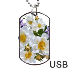 Flowers Roses White Mauve Babianas Dog Tag USB Flash (Two Sides)