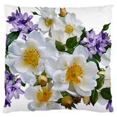 Flowers Roses White Mauve Babianas Large Cushion Case (Two Sides)