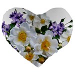 Flowers Roses White Mauve Babianas Large 19  Premium Heart Shape Cushions Front