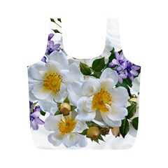 Flowers Roses White Mauve Babianas Full Print Recycle Bag (M)