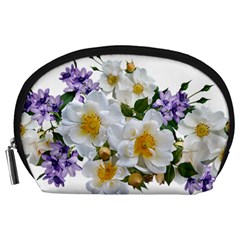 Flowers Roses White Mauve Babianas Accessory Pouch (Large)