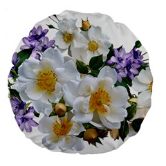 Flowers Roses White Mauve Babianas Large 18  Premium Flano Round Cushions