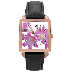 Lily Belladonna Easter Lily Rose Gold Leather Watch  by Pakrebo