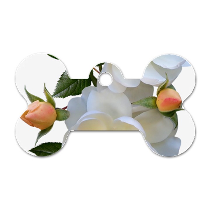 Roses Stamens Pollen Buds White Dog Tag Bone (Two Sides)