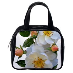 Roses Stamens Pollen Buds White Classic Handbag (one Side) by Pakrebo