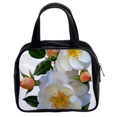 Roses Stamens Pollen Buds White Classic Handbag (two Sides) by Pakrebo