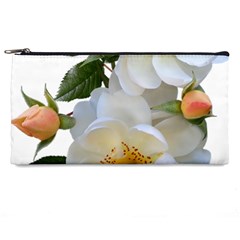 Roses Stamens Pollen Buds White Pencil Cases by Pakrebo