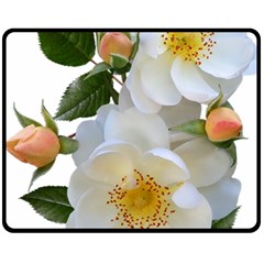 Roses Stamens Pollen Buds White Fleece Blanket (medium)  by Pakrebo