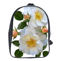 Roses Stamens Pollen Buds White School Bag (xl) by Pakrebo