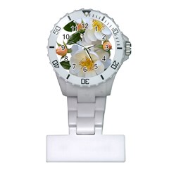 Roses Stamens Pollen Buds White Plastic Nurses Watch by Pakrebo