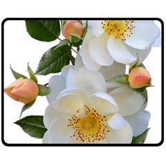 Roses Stamens Pollen Buds White Double Sided Fleece Blanket (medium)  by Pakrebo