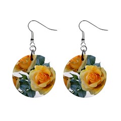 Roses Yellow Flowers Fragrant Mini Button Earrings by Pakrebo