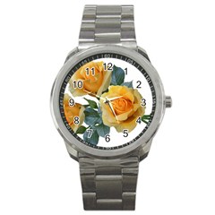 Roses Yellow Flowers Fragrant Sport Metal Watch by Pakrebo