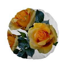 Roses Yellow Flowers Fragrant Standard 15  Premium Round Cushions