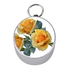 Roses Yellow Flowers Fragrant Mini Silver Compasses by Pakrebo