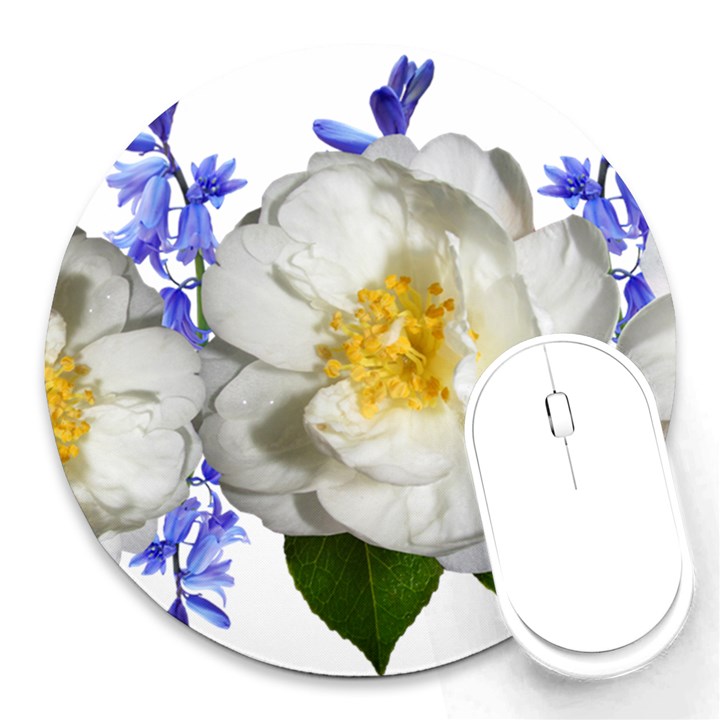 Flowers Camellia Bluebells Fragrant Round Mousepads