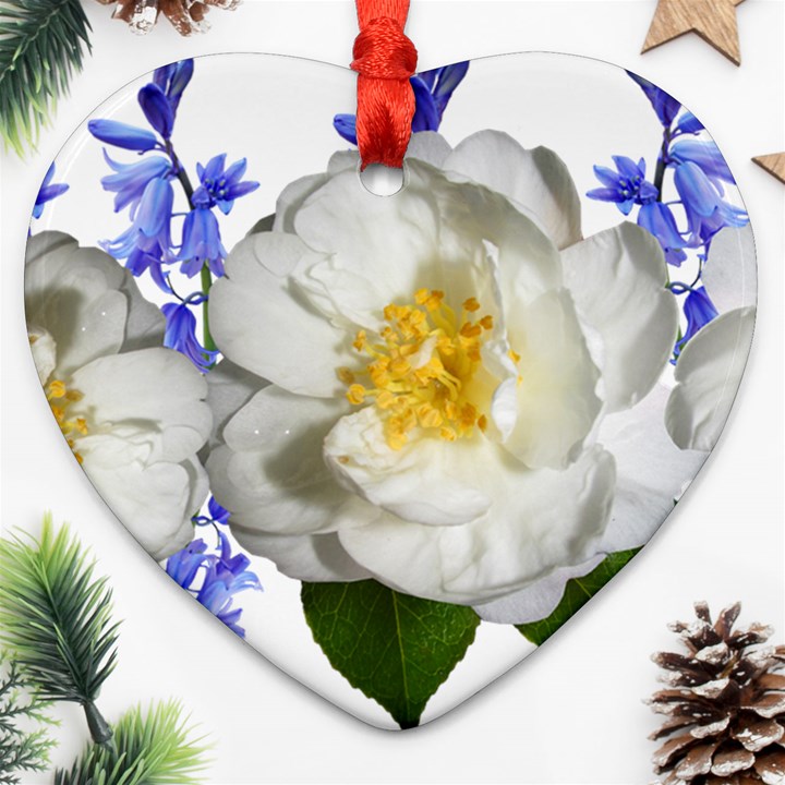 Flowers Camellia Bluebells Fragrant Heart Ornament (Two Sides)